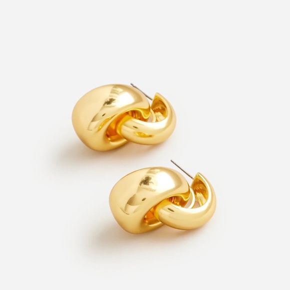 New JCREW Rounded Chainlink Earrings in Shiny Matte Gold $49 BX849 - Picture 3 of 4